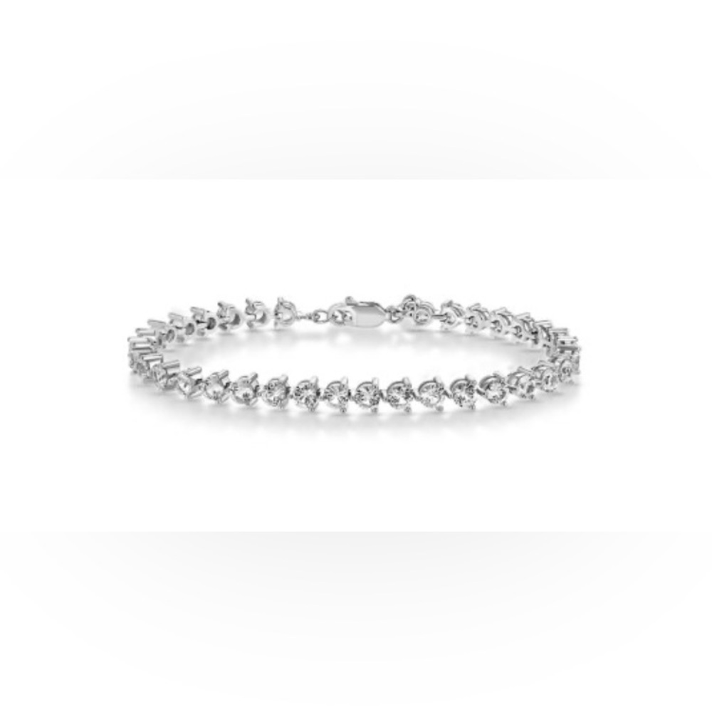 White sapphire and silver tennis set